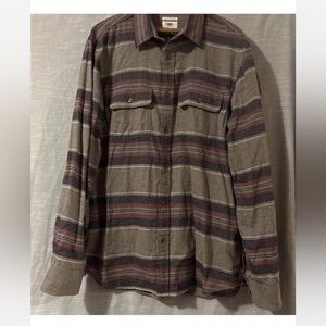 Old Navy Flannel Shirt Button Up Long Sleeve Gray/Burgundy Women’s Sz L